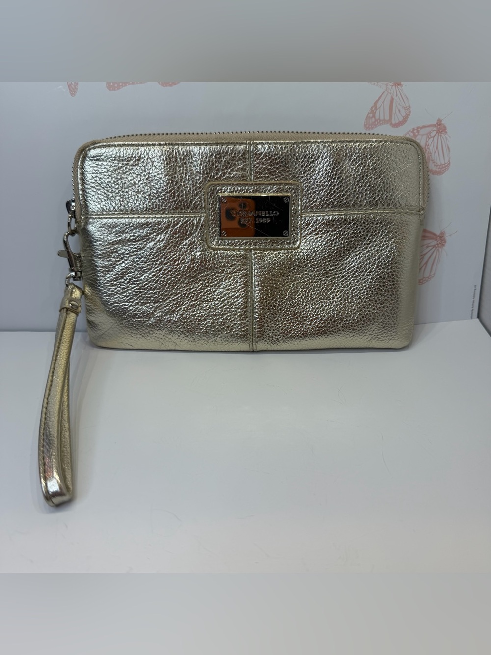 Tignanello gold wristlet wallet bag